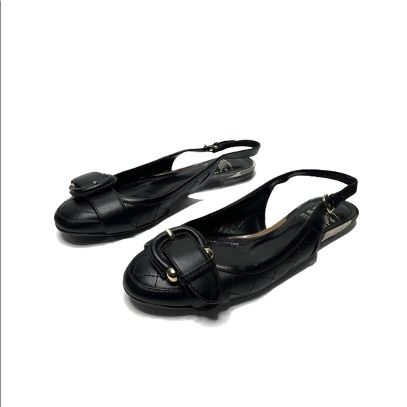 Burberry | Round Toe Slingback Buckle Flats Black 36.5 - Picture 9 of 10